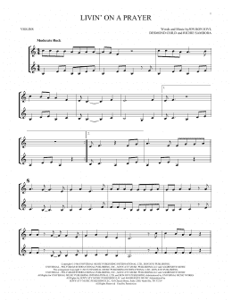 page one of Livin' On A Prayer (Violin Duet)
