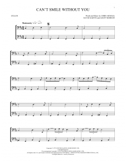page one of Can't Smile Without You (Cello Duet)