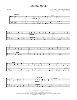 page one of Dancing Queen (Cello Duet)