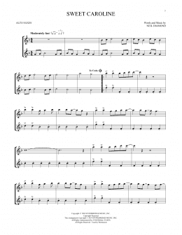 page one of Sweet Caroline (Alto Sax Duet)