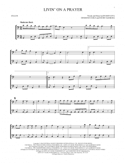 page one of Livin' On A Prayer (Cello Duet)
