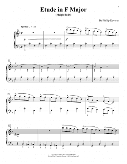 page one of Etude In F Major (Sleigh Bells) (Piano Solo)