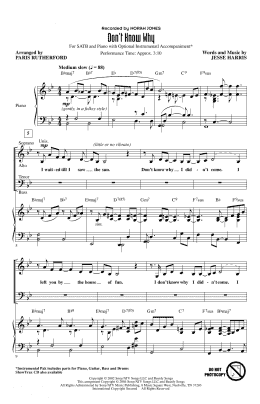 page one of Don't Know Why (arr. Paris Rutherford) (SATB Choir)