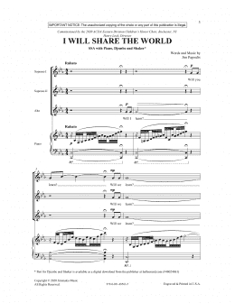 page one of I Will Share The World (SSA Choir)