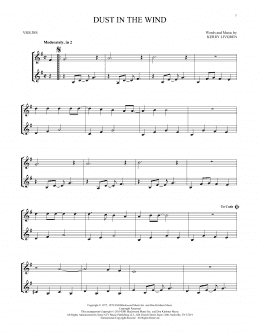 page one of Dust In The Wind (Violin Duet)