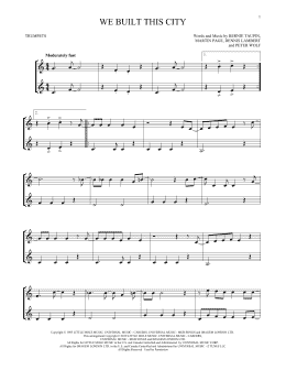 page one of We Built This City (Trumpet Duet)