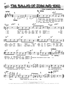 page one of The Ballad Of John And Yoko [Jazz version] (Real Book – Melody, Lyrics & Chords)