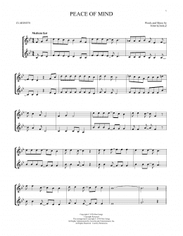 page one of Peace Of Mind (Clarinet Duet)