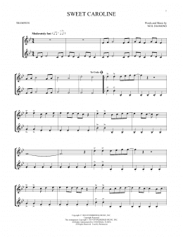 page one of Sweet Caroline (Trumpet Duet)