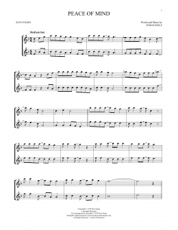 page one of Peace Of Mind (Alto Sax Duet)