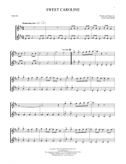 page one of Sweet Caroline (Violin Duet)