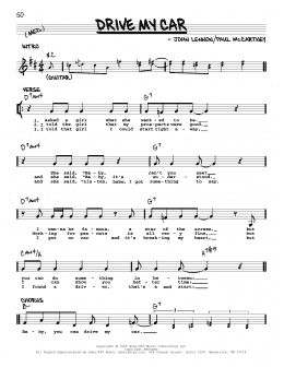 page one of Drive My Car [Jazz version] (Real Book – Melody, Lyrics & Chords)