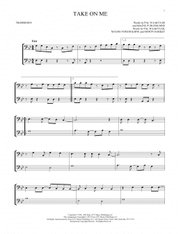 page one of Take On Me (Trombone Duet)