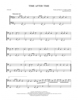 page one of Time After Time (Cello Duet)