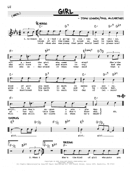 page one of Girl [Jazz version] (Real Book – Melody, Lyrics & Chords)