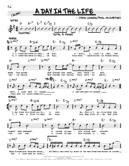 page one of A Day In The Life [Jazz version] (Real Book – Melody, Lyrics & Chords)