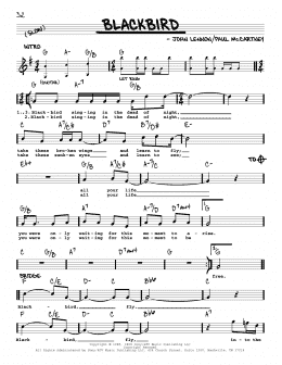 page one of Blackbird [Jazz version] (Real Book – Melody, Lyrics & Chords)