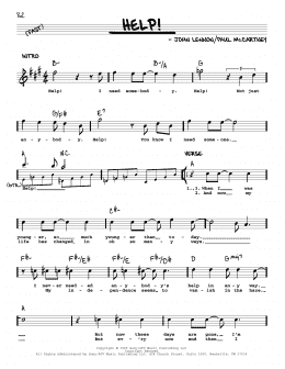 page one of Help! [Jazz version] (Real Book – Melody, Lyrics & Chords)