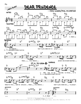 page one of Dear Prudence [Jazz version] (Real Book – Melody, Lyrics & Chords)
