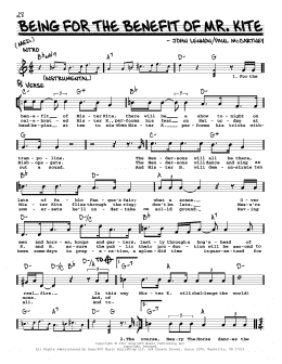 page one of Being For The Benefit Of Mr. Kite [Jazz version] (Real Book – Melody, Lyrics & Chords)
