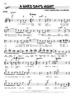 page one of A Hard Day's Night [Jazz version] (Real Book – Melody, Lyrics & Chords)