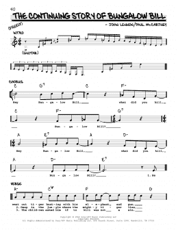 page one of The Continuing Story Of Bungalow Bill [Jazz version] (Real Book – Melody, Lyrics & Chords)