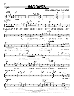 page one of Get Back [Jazz version] (Real Book – Melody, Lyrics & Chords)