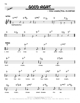 page one of Good Night [Jazz version] (Real Book – Melody, Lyrics & Chords)