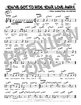 page one of You've Got To Hide Your Love Away [Jazz version] (Real Book – Melody, Lyrics & Chords)