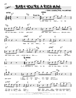 page one of Baby You're A Rich Man [Jazz version] (Real Book – Melody, Lyrics & Chords)