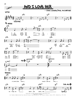 page one of And I Love Her [Jazz version] (Real Book – Melody, Lyrics & Chords)