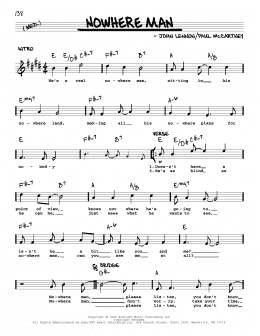 page one of Nowhere Man [Jazz version] (Real Book – Melody, Lyrics & Chords)
