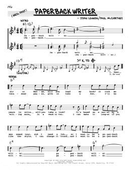 page one of Paperback Writer [Jazz version] (Real Book – Melody, Lyrics & Chords)