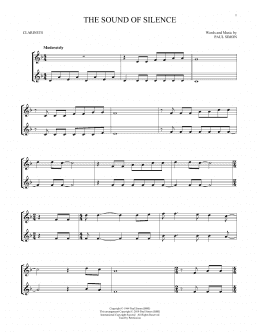 page one of The Sound Of Silence (Clarinet Duet)