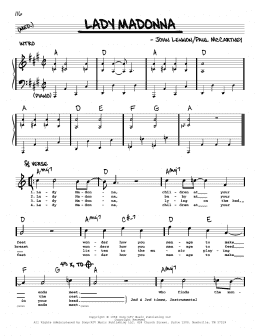 page one of Lady Madonna [Jazz version] (Real Book – Melody, Lyrics & Chords)