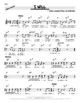page one of I Will [Jazz version] (Real Book – Melody, Lyrics & Chords)