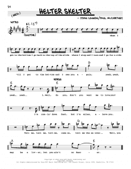 page one of Helter Skelter [Jazz version] (Real Book – Melody, Lyrics & Chords)