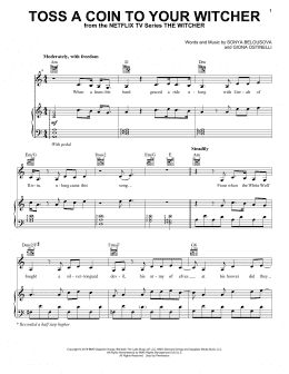 page one of Toss A Coin To Your Witcher (from The Witcher) (Piano, Vocal & Guitar Chords (Right-Hand Melody))