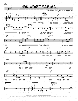 page one of You Won't See Me [Jazz version] (Real Book – Melody, Lyrics & Chords)