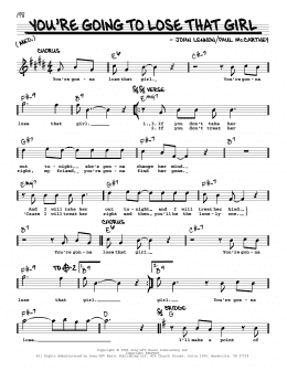 page one of You're Going To Lose That Girl [Jazz version] (Real Book – Melody, Lyrics & Chords)