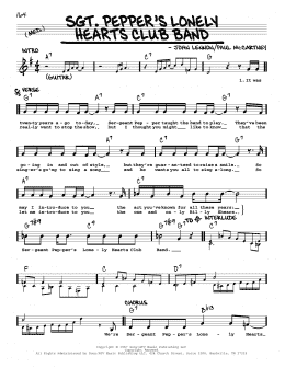 page one of Sgt. Pepper's Lonely Hearts Club Band [Jazz version] (Real Book – Melody, Lyrics & Chords)