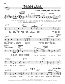 page one of Penny Lane [Jazz version] (Real Book – Melody, Lyrics & Chords)