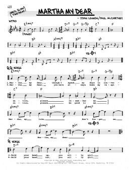 page one of Martha My Dear [Jazz version] (Real Book – Melody, Lyrics & Chords)