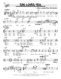 page one of She Loves You [Jazz version] (Real Book – Melody, Lyrics & Chords)