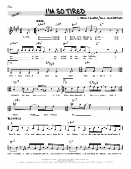 page one of I'm So Tired [Jazz version] (Real Book – Melody, Lyrics & Chords)