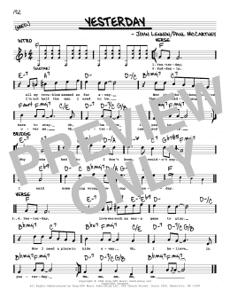 page one of Yesterday [Jazz version] (Real Book – Melody, Lyrics & Chords)