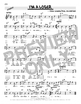 page one of I'm A Loser [Jazz version] (Real Book – Melody, Lyrics & Chords)