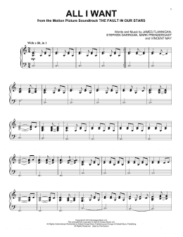 page one of All I Want (Piano Solo)
