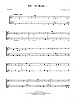 page one of One More Night (Trumpet Duet)