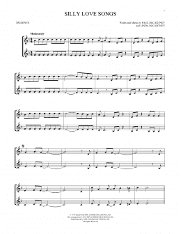 page one of Silly Love Songs (Trumpet Duet)